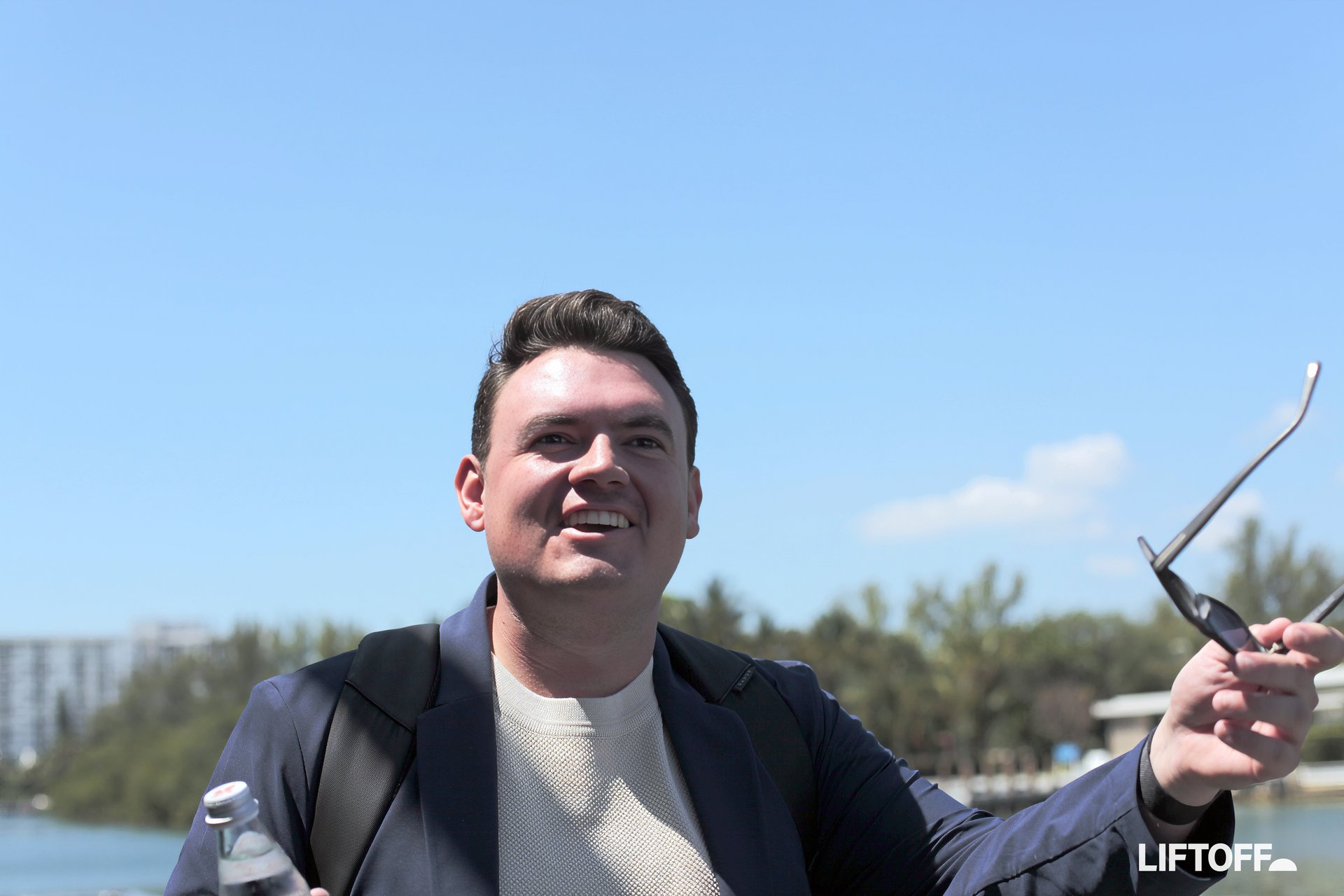 Nick Cartisano, AVP at Evergreen Trading, on the Liftoff with Jeanniey Walden set at POSSIBLE 2026 in Miami Beach, April 2026.